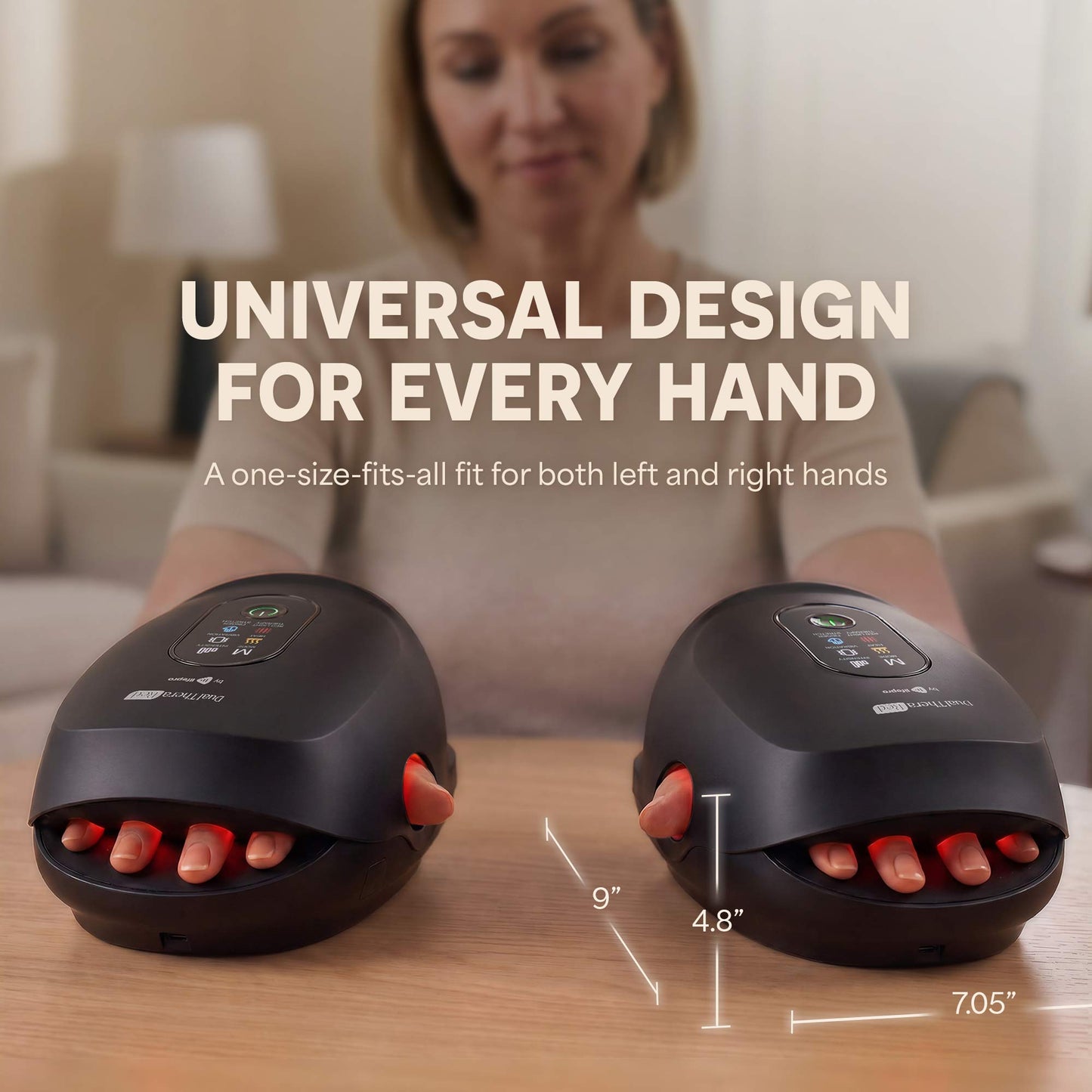 DualThera Hand Massager with Finger Stretching & Red Light Therapy