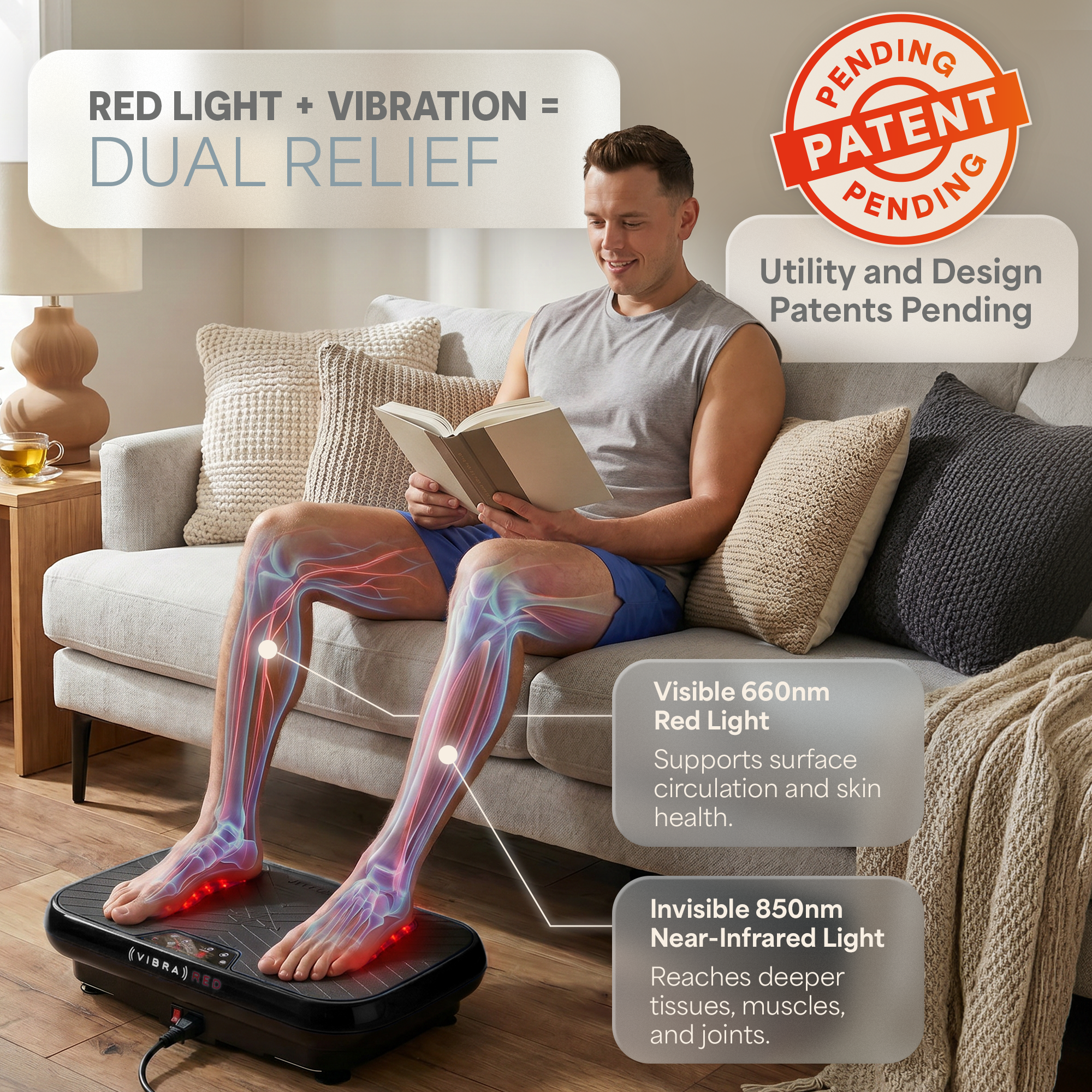 VibraRed Vibration Plate with Red Light Therapy