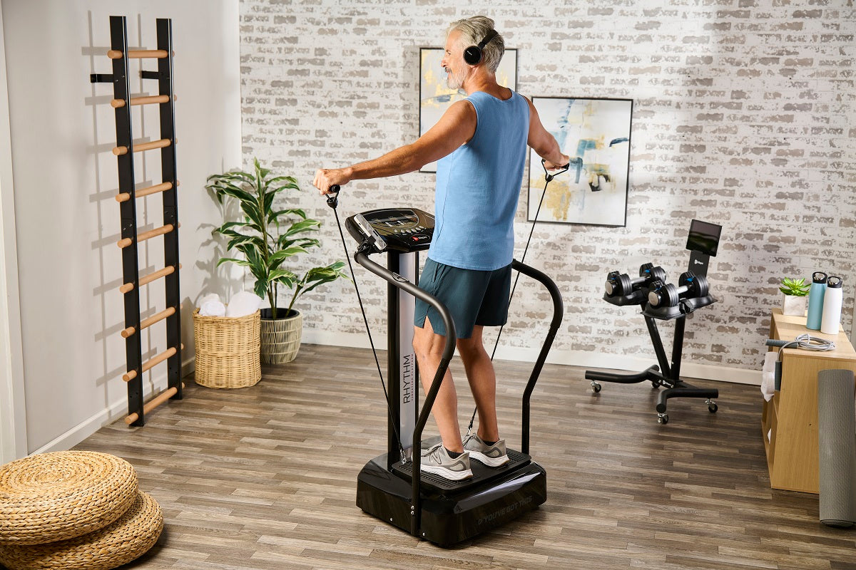Man using vibration plate