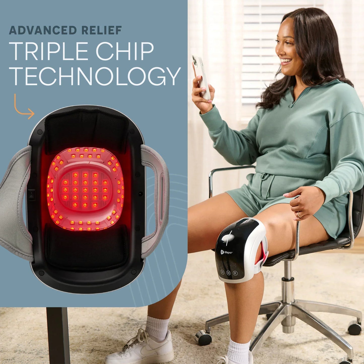 BioRecover Pro Light Therapy Knee Massager with Heat