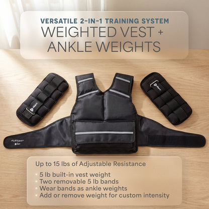 Weighted FlexVest with Ankle Weights (Women 5–15 lb / Men 5–20 lb)