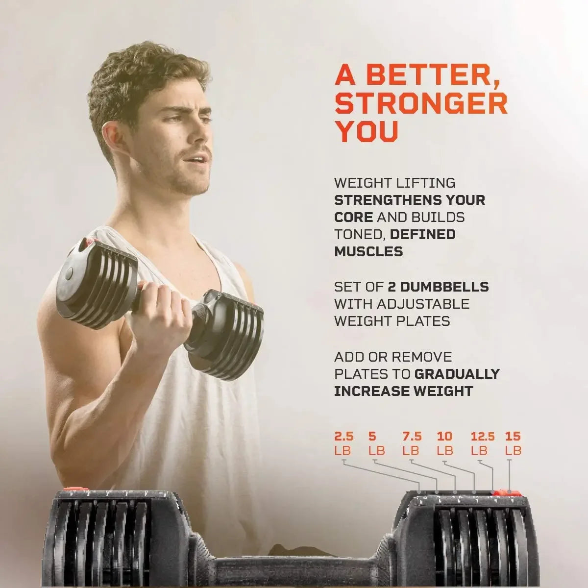 PowerUp Adjustable Dumbbells (Up to 15 lb)