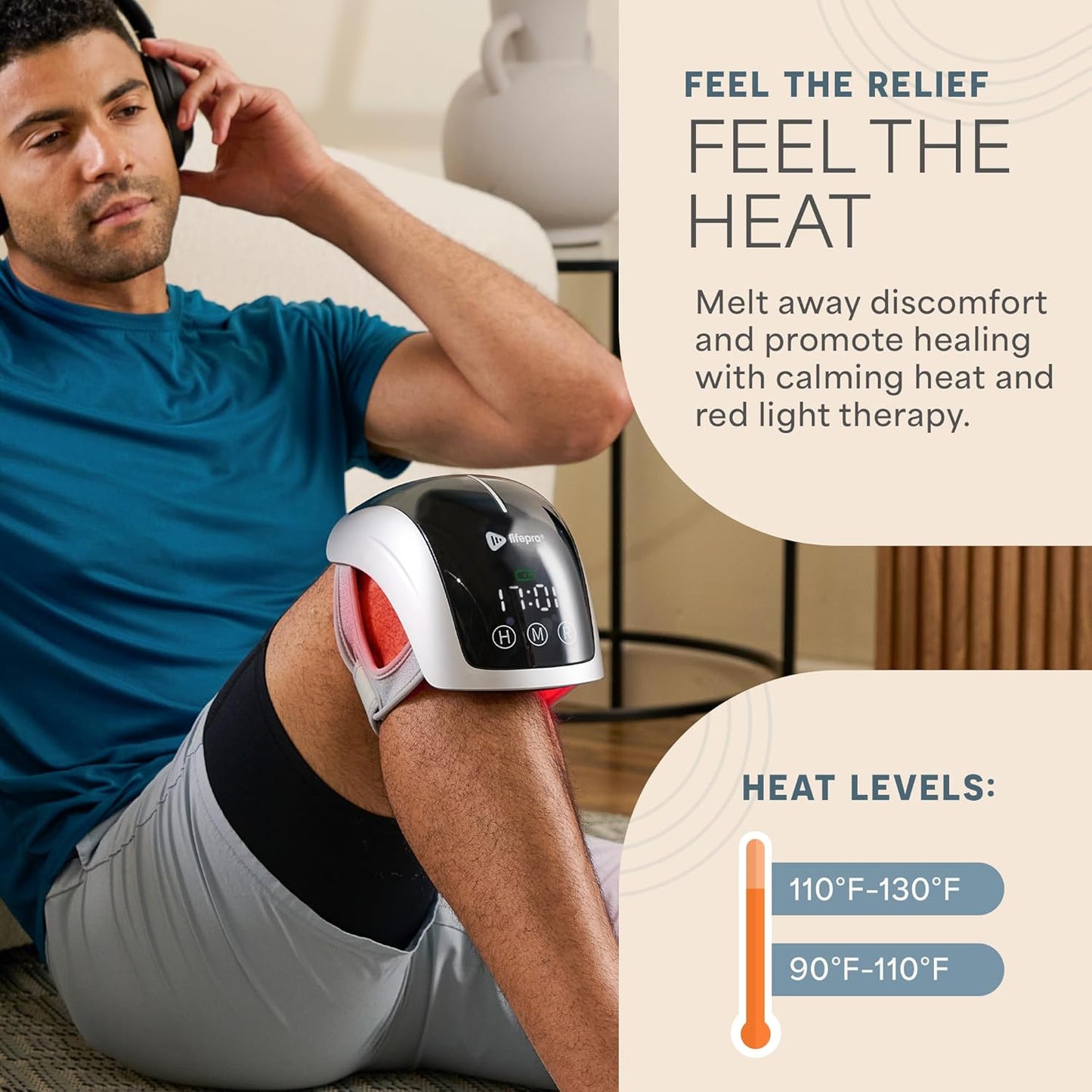 Biorecover Pro Light Therapy Knee Massager with Heat