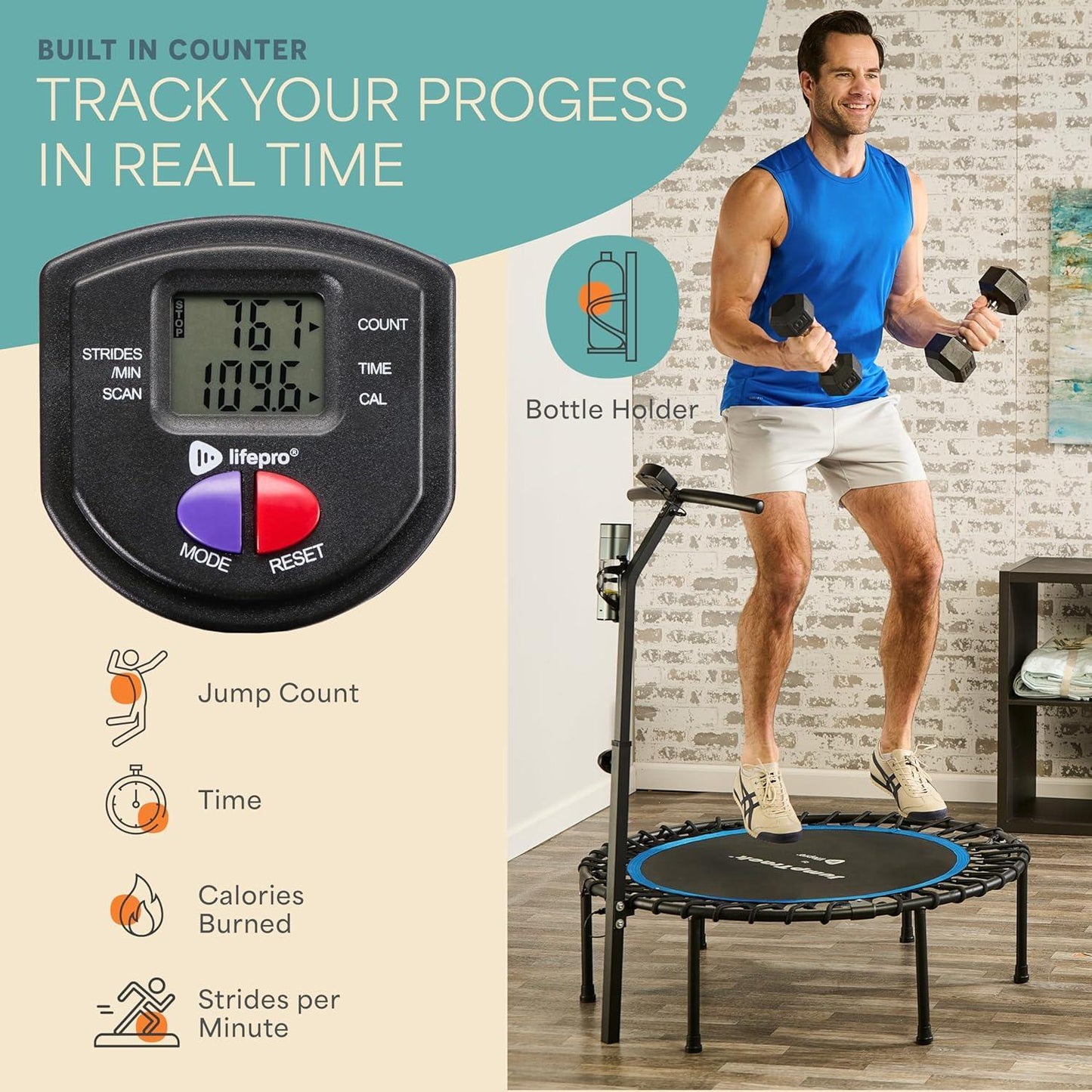 Gym Fit And Jump Trampoline Dolphy Steel 48 Inch Foldable Exercise