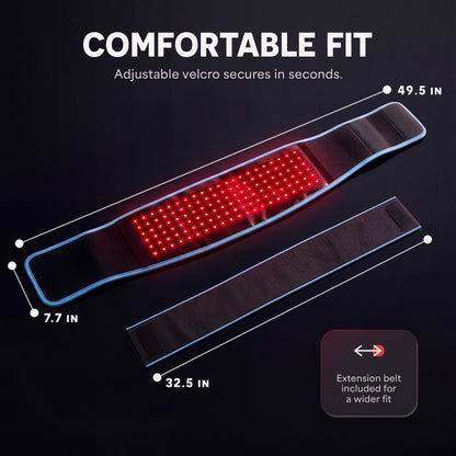 AllevaRed Red Light Therapy Belt: Belt Dimensions