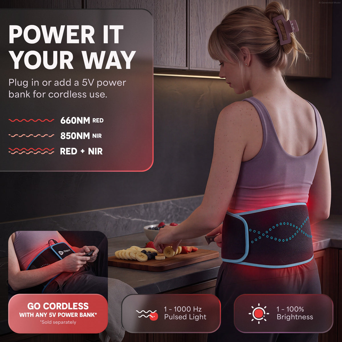 AllevaRed Red Light Therapy Belt: Power Options