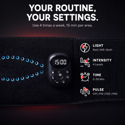 AllevaRed Pro Elite Red Light Therapy Belt: Control Settings