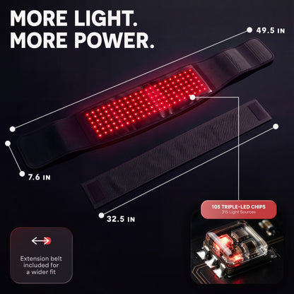 AllevaRed Pro Elite Red Light Therapy Belt: Belt Dimensions