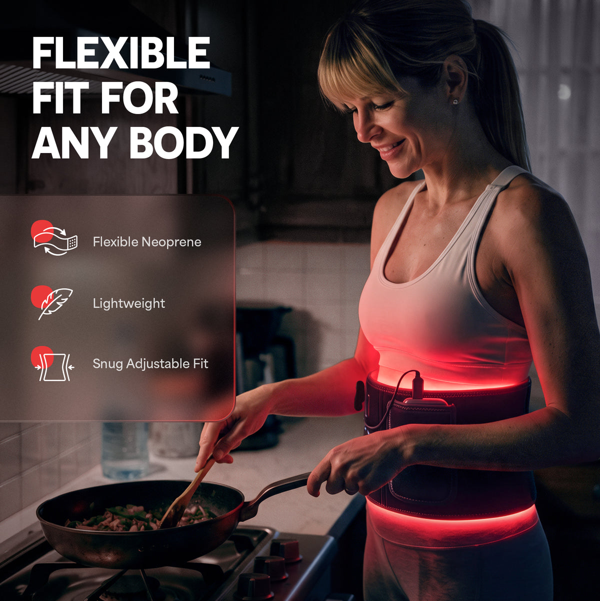 AllevaRed Pro Light Therapy Belt: Flexible Fit for Any Body
