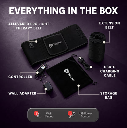 AllevaRed Pro Light Therapy Belt: Everything in the Box