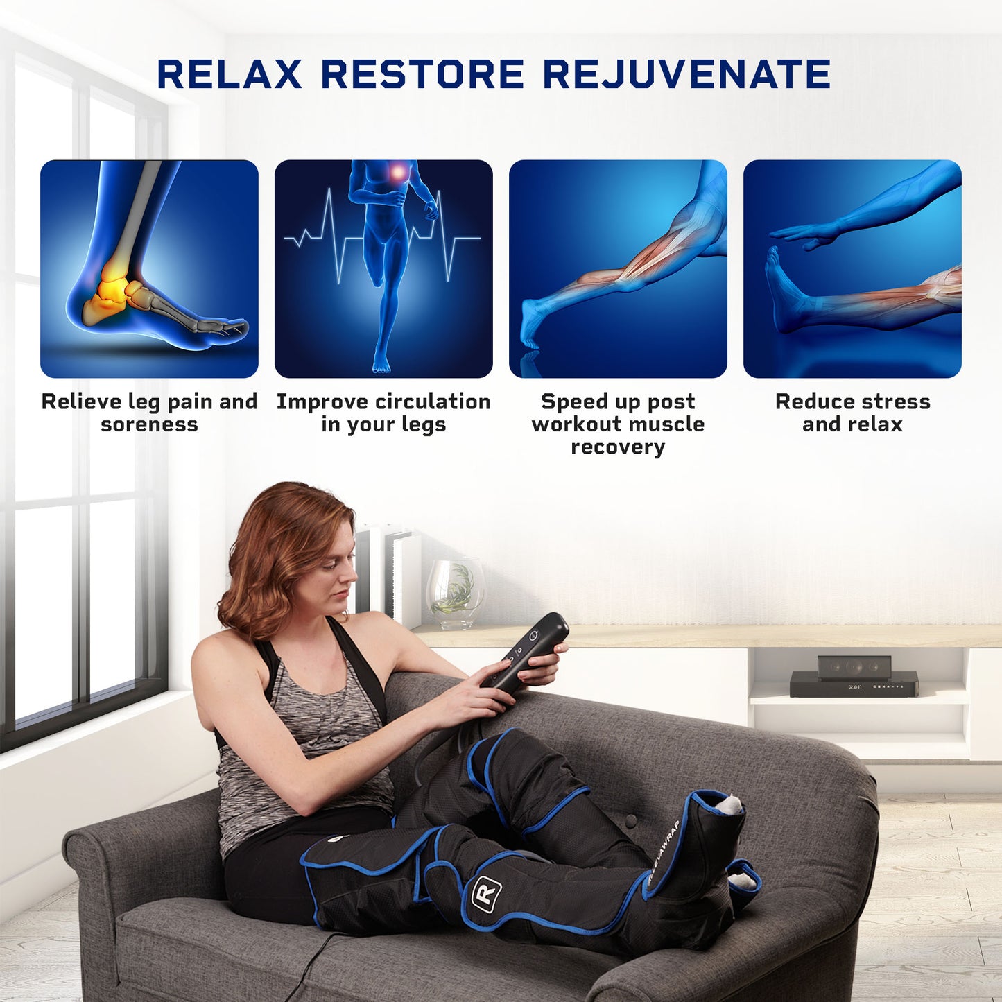 AllevaWrap Pro Air Compression Leg Massager (with Vibration)