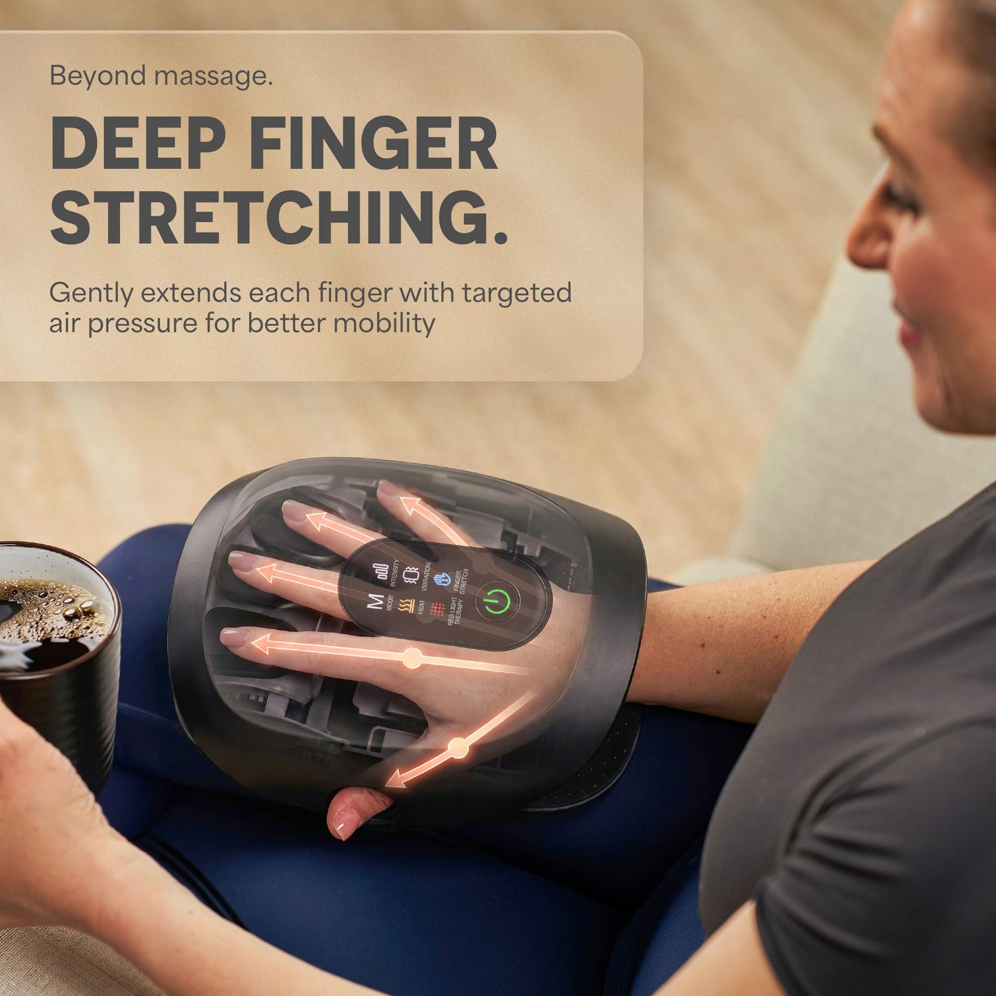 DualThera Hand Massager with Finger Stretching & Red Light Therapy