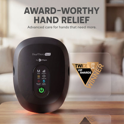 DualThera Hand Massager with Finger Stretching & Red Light Therapy