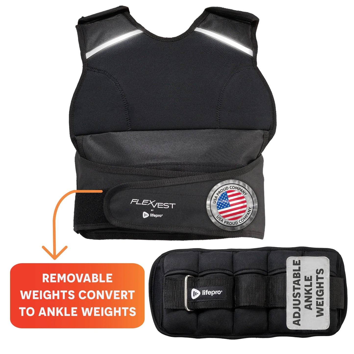 Weighted FlexVest with Ankle Weights (Women 5–15 lb / Men 5–20 lb)