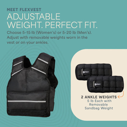 Weighted FlexVest with Ankle Weights (Women 5–15 lb / Men 5–20 lb)