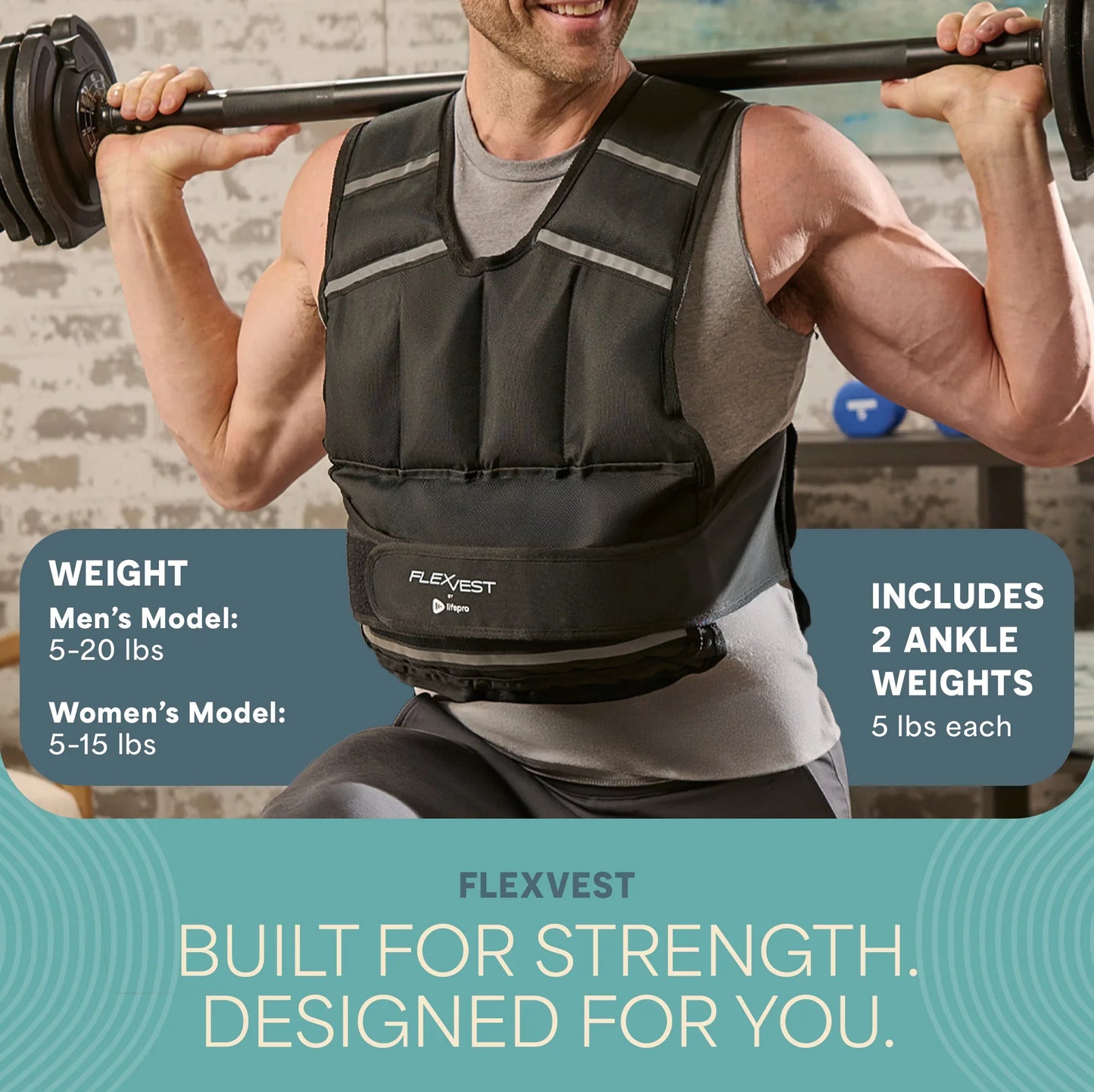 Weighted FlexVest with Ankle Weights (Women 5–15 lb / Men 5–20 lb)