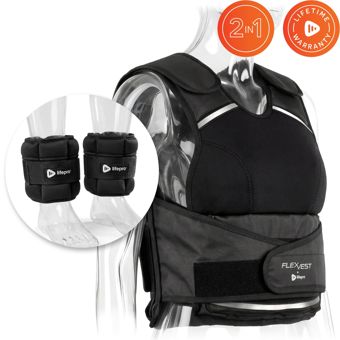 Weighted FlexVest with Ankle Weights (Women 5–15 lb / Men 5–20 lb)