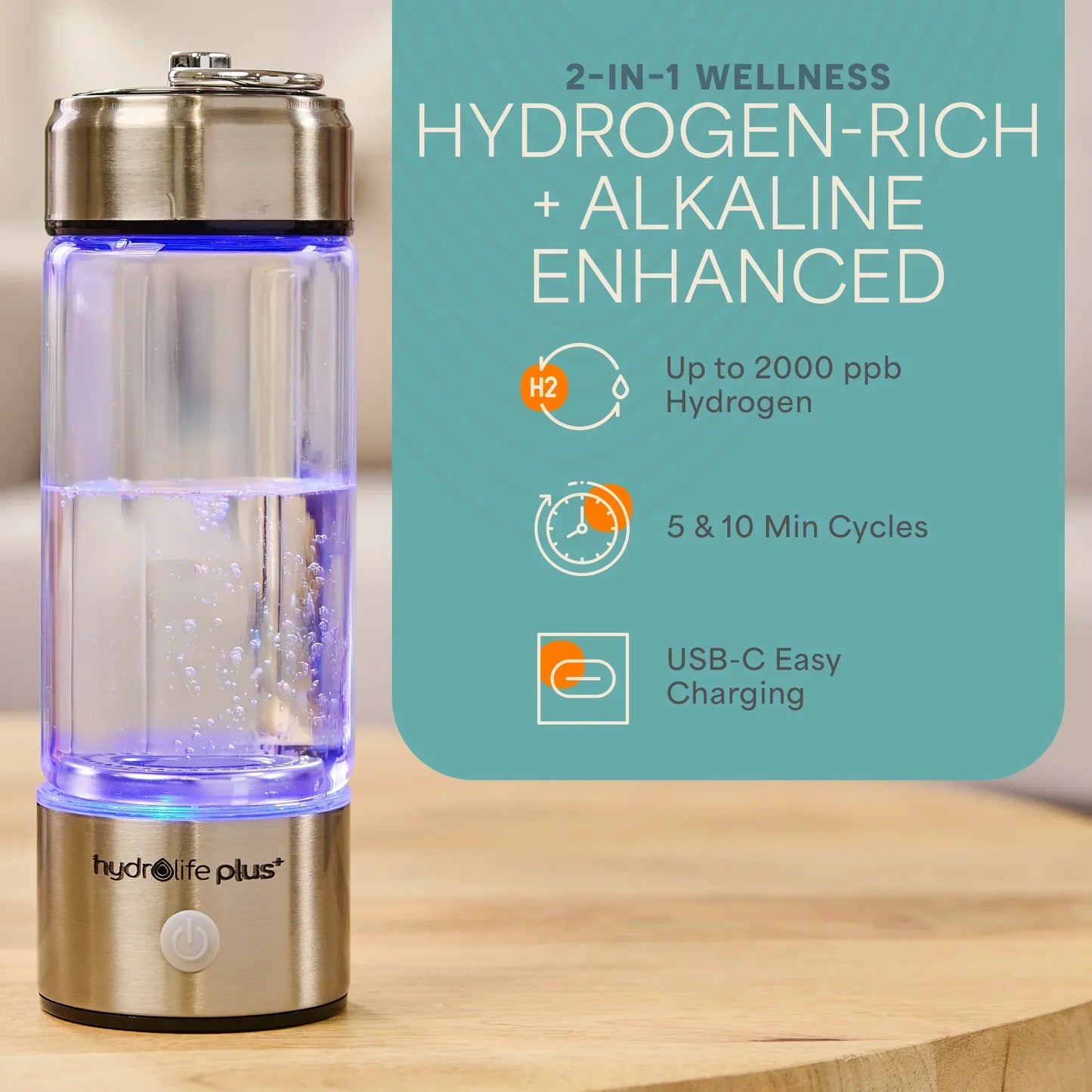 HydroLife Plus - Hydrogen + Alkaline Water Bottle