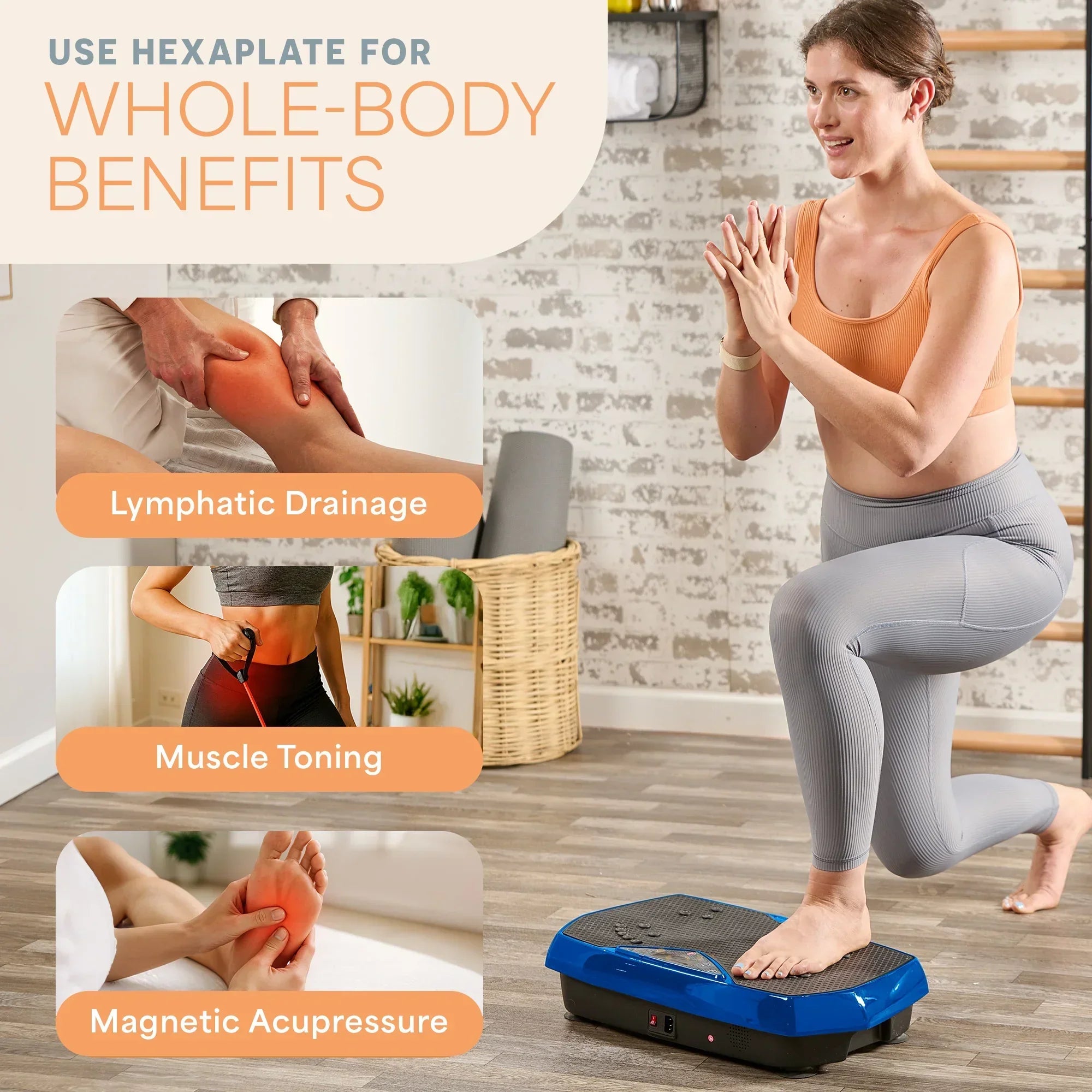 HexaPlate Vibration Plate: 120 Speeds, Magnetic Acupoint – Lifepro