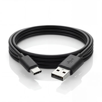 Black USB cable with Type-C connector on a white background