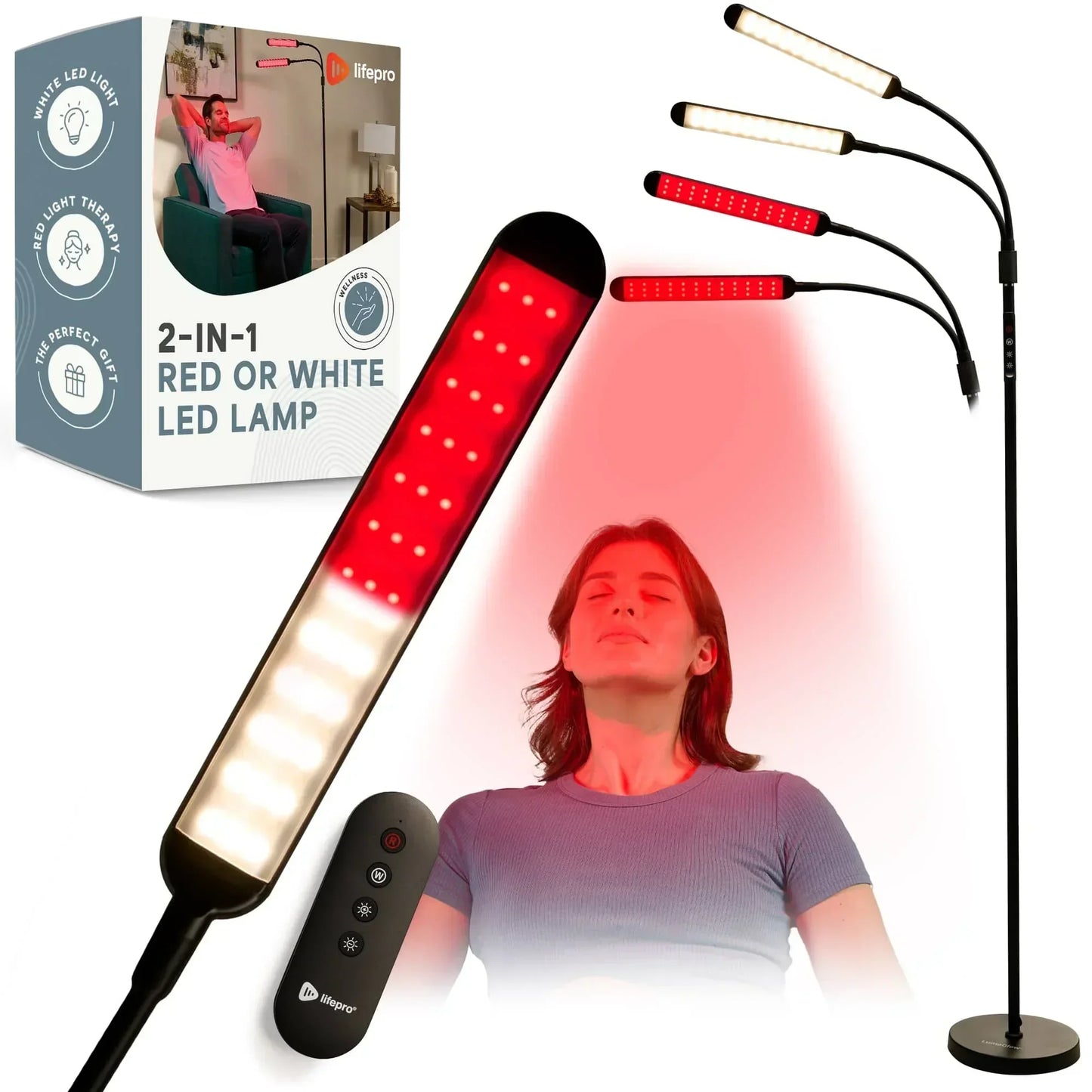 LumaGlow Red Light Floor Lamp