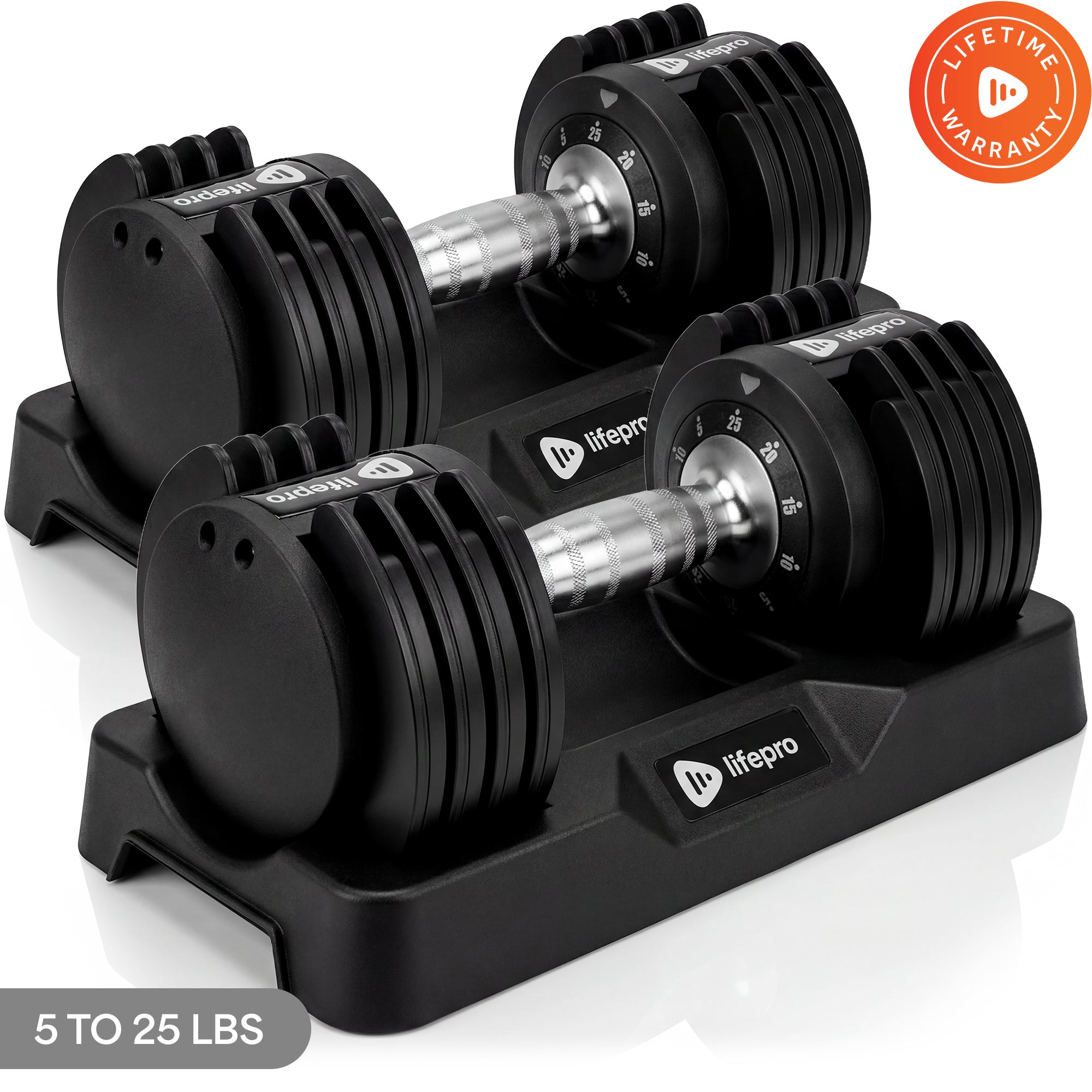 LIFE UP Pro　 PowerUp Plus Adjustable Dumbbells (5-25 lb) | Lifepro
