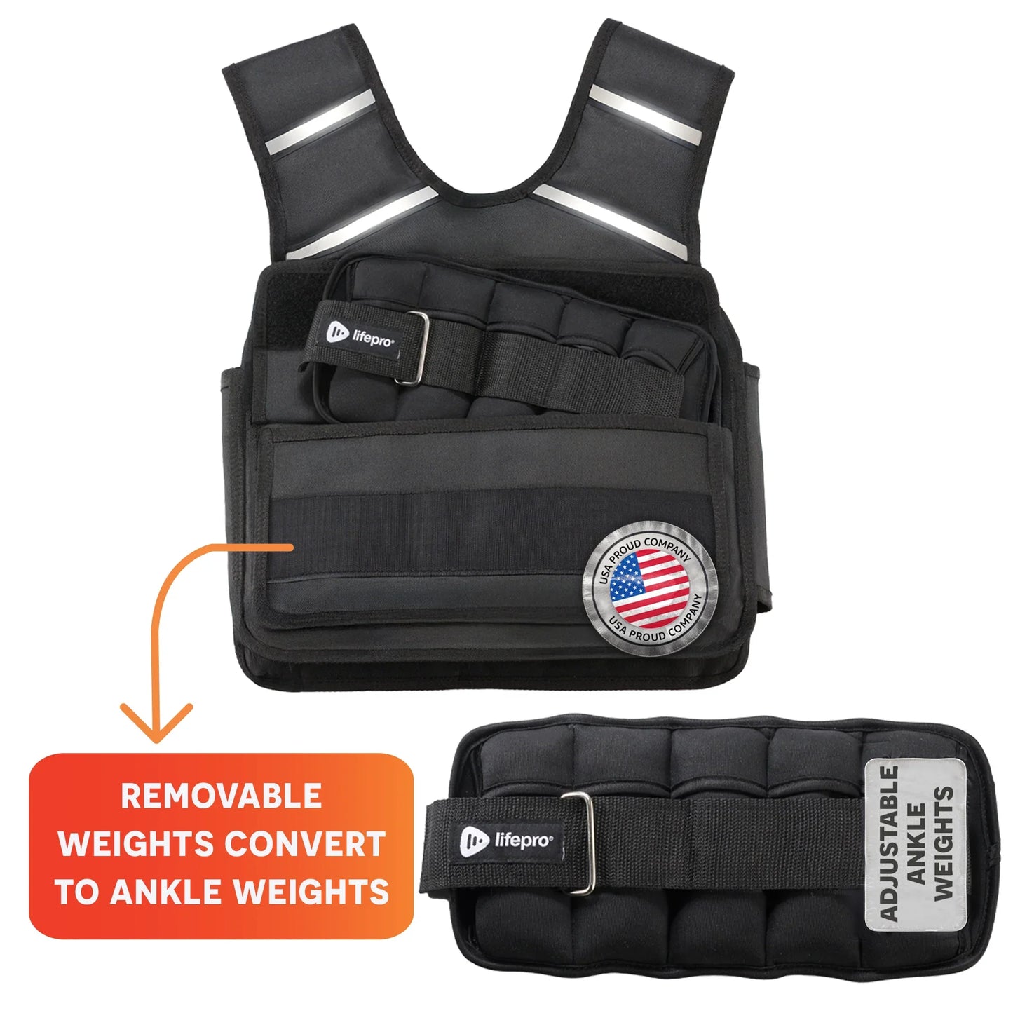Weighted FlexVest with Ankle Weights (Women 5–15 lb / Men 5–20 lb)