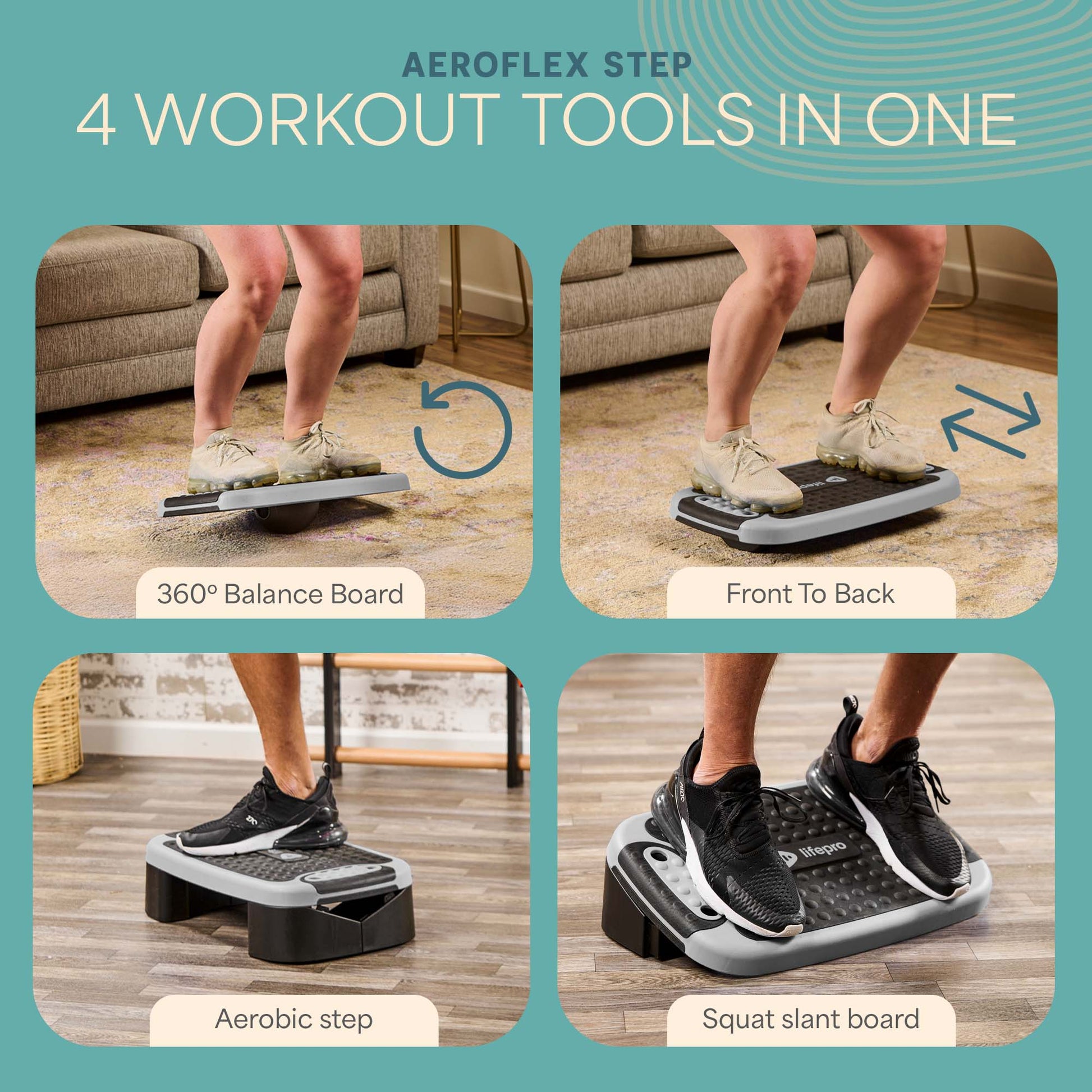 Planche d'équilibre d'aérobic 4 en 1 et plateforme d'exercice Step Up Planche d'équilibre d'aérobic 4 en 1 et plateforme d'exercice Step Up