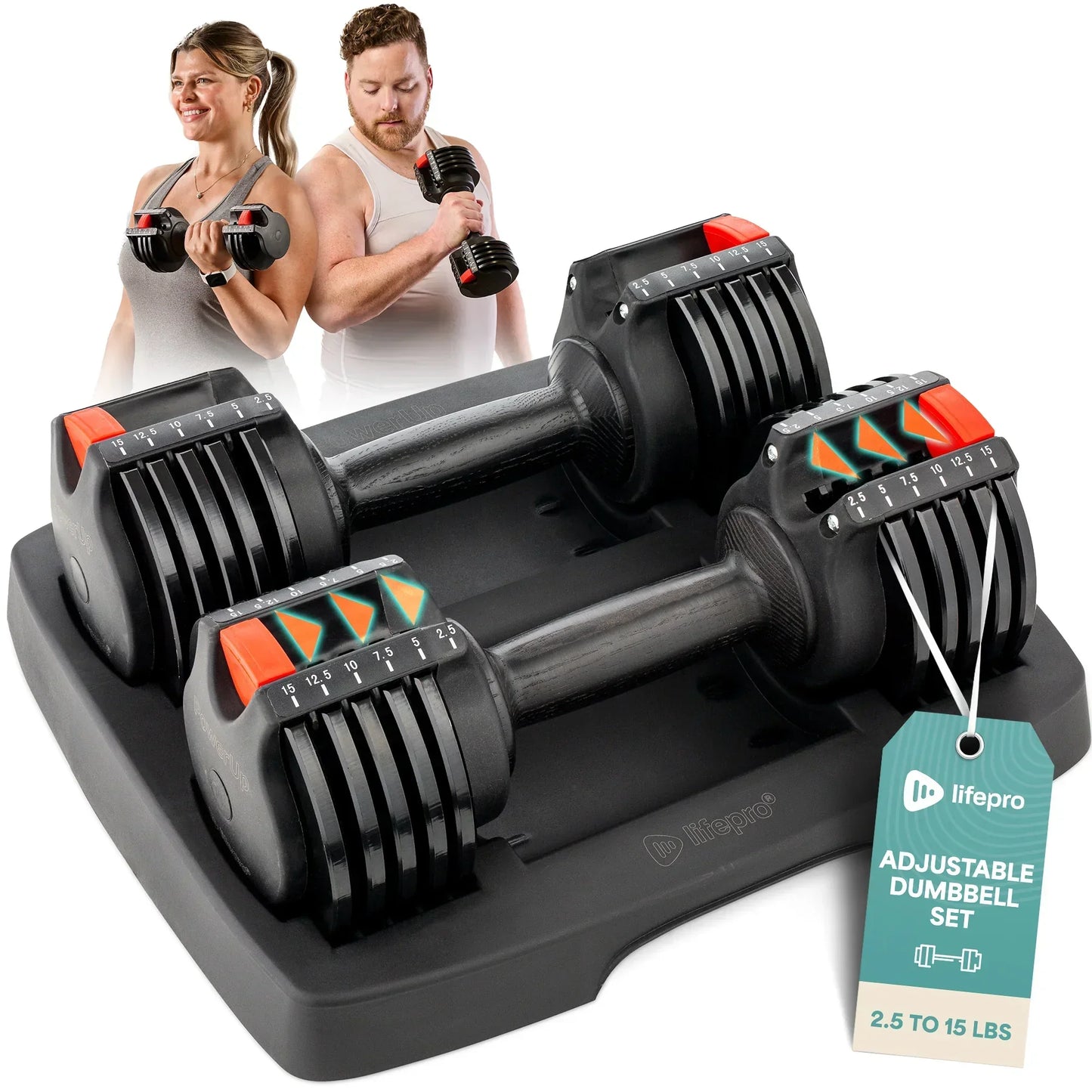 PowerUp Adjustable Dumbbells (Up to 15 lb)