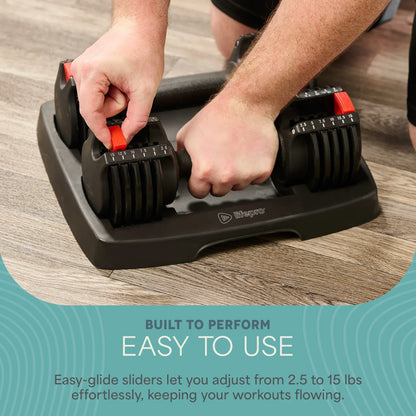 PowerUp Adjustable Dumbbells (Up to 15 lb)
