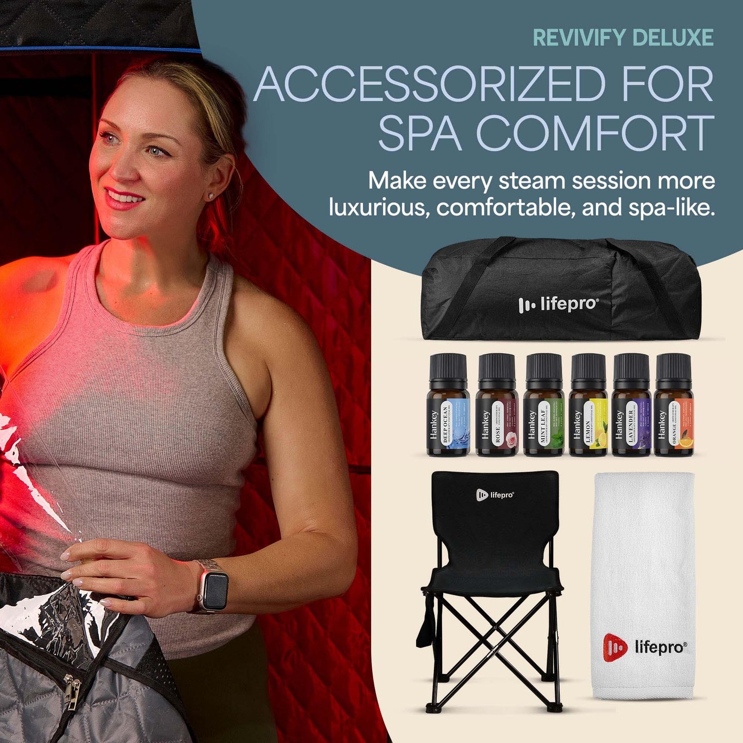 Revivify Deluxe Portable Red Light Steam Room