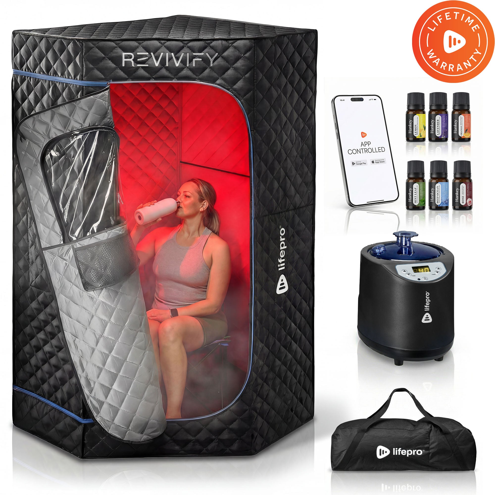 Revivify Deluxe Portable Red Light Steam Room | Lifepro
