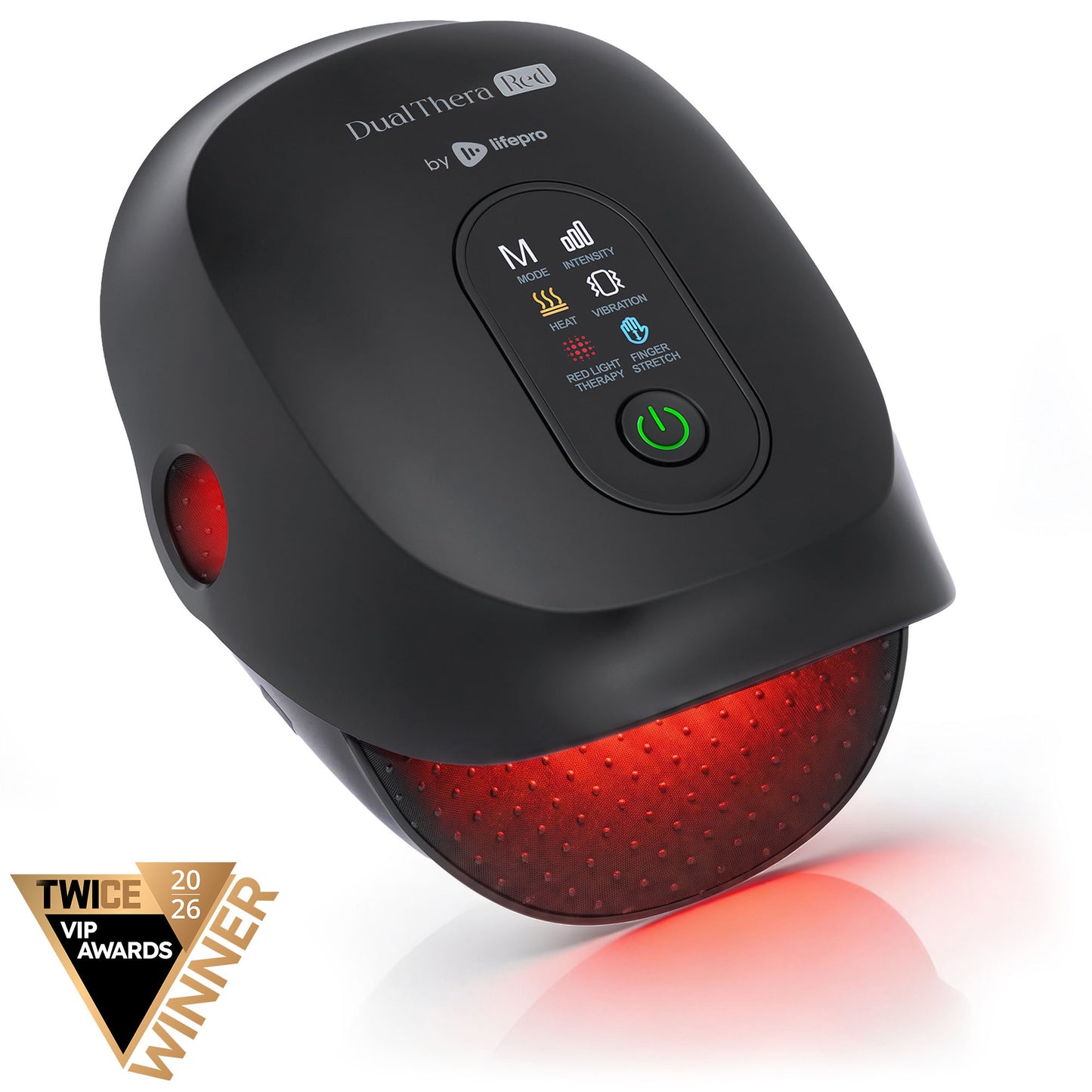 DualThera Hand Massager with Finger Stretching & Red Light Therapy
