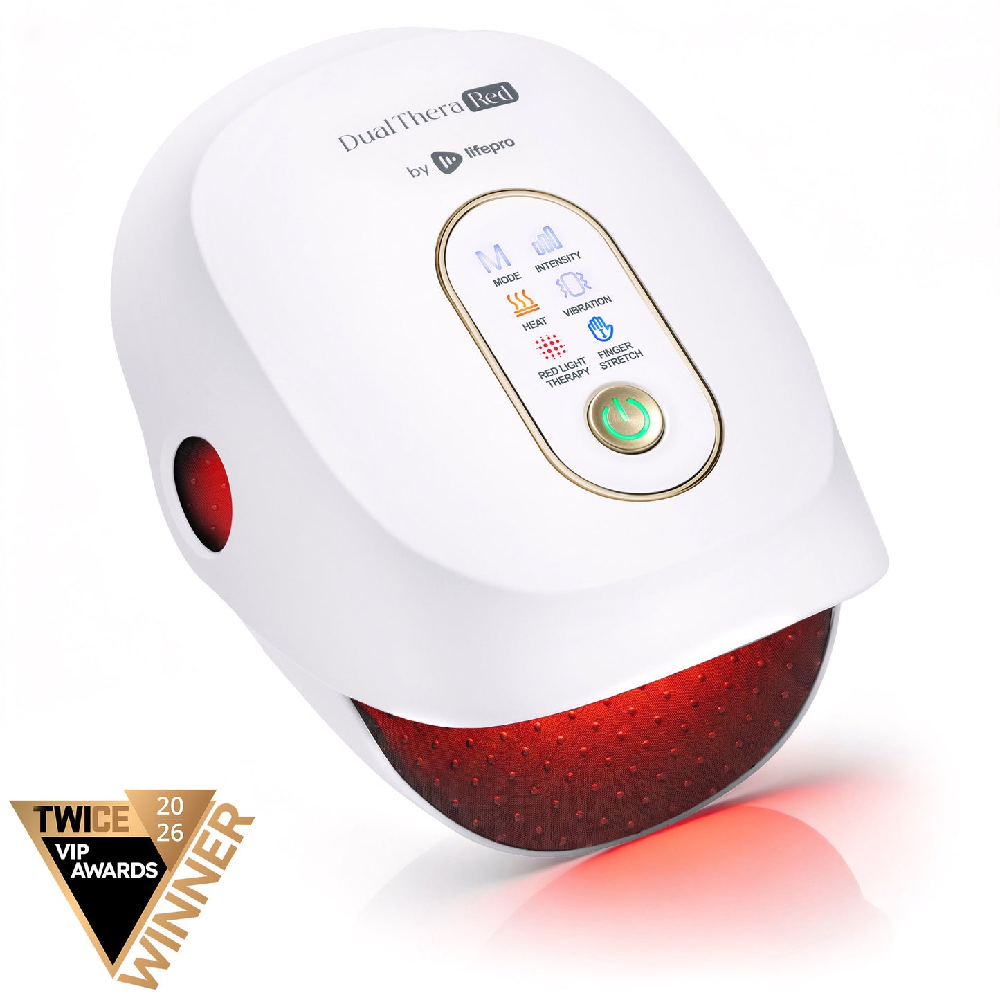 DualThera Hand Massager with Finger Stretching & Red Light Therapy