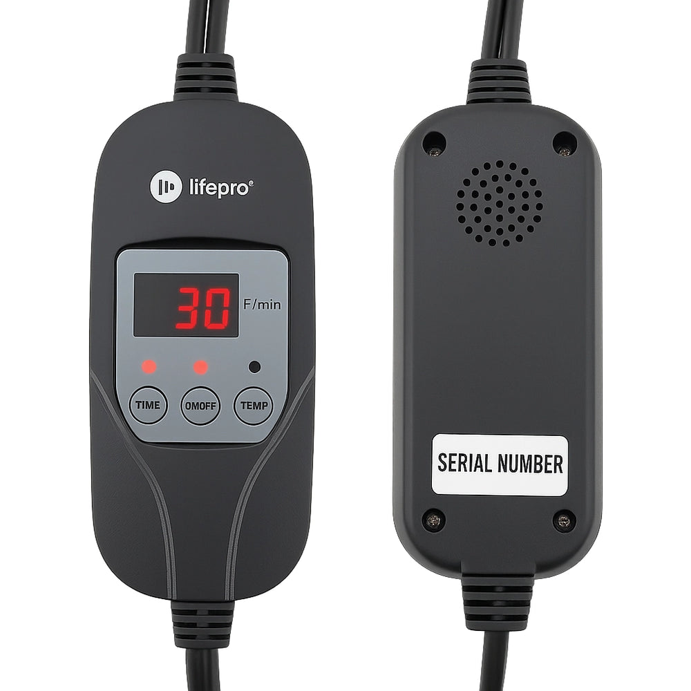 Recalled Lifepro BioRemedy infrared sauna blanket remote control — check serial number on back to identify affected units