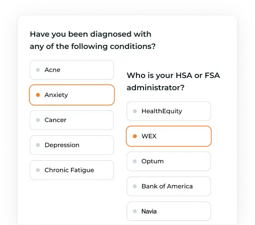 Truemed health survey form asking about medical conditions and HSA FSA administrator to qualify for tax-free savings on Lifepro products