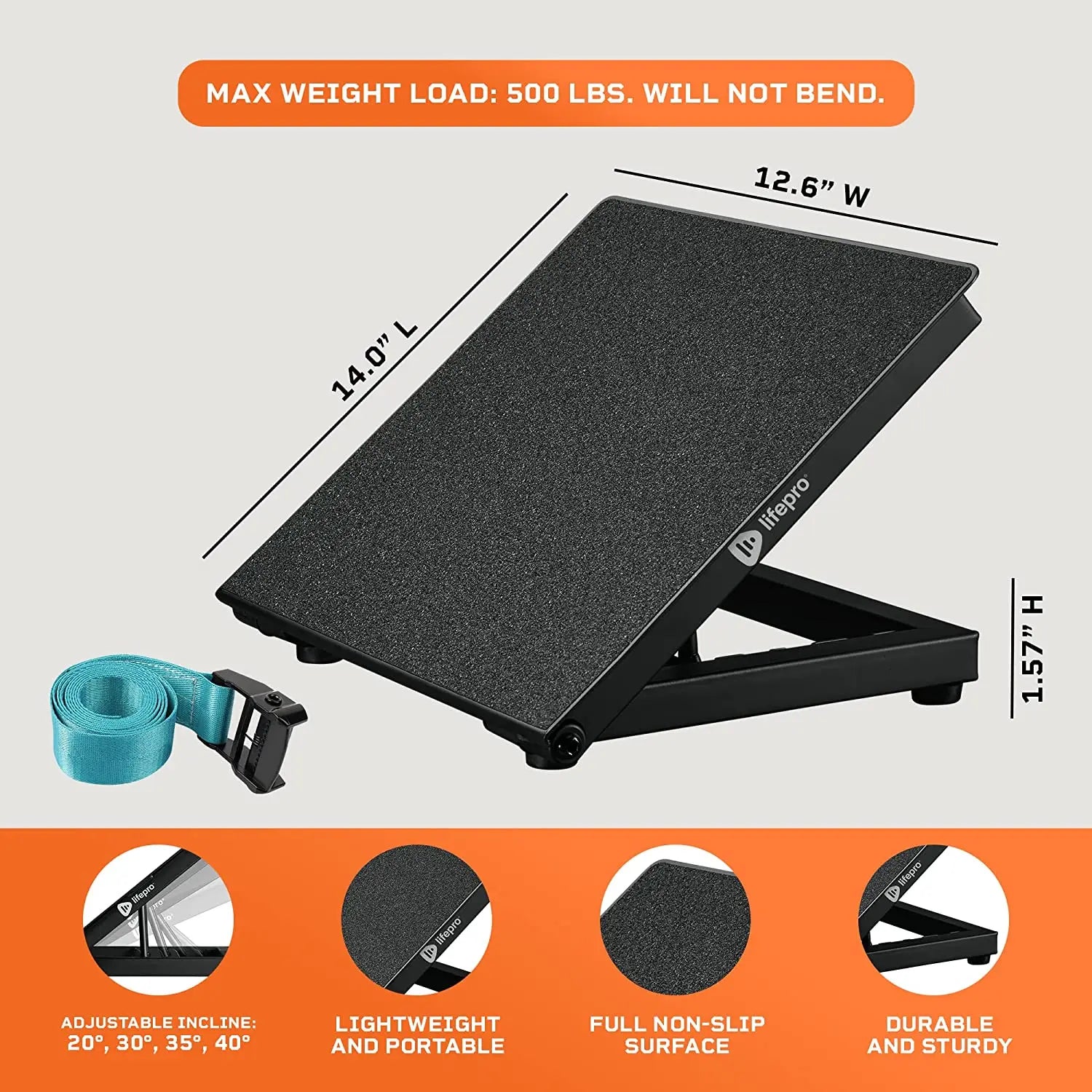 LifePro Calf Stretcher Slant Board - Extend Your Flexibility - Black